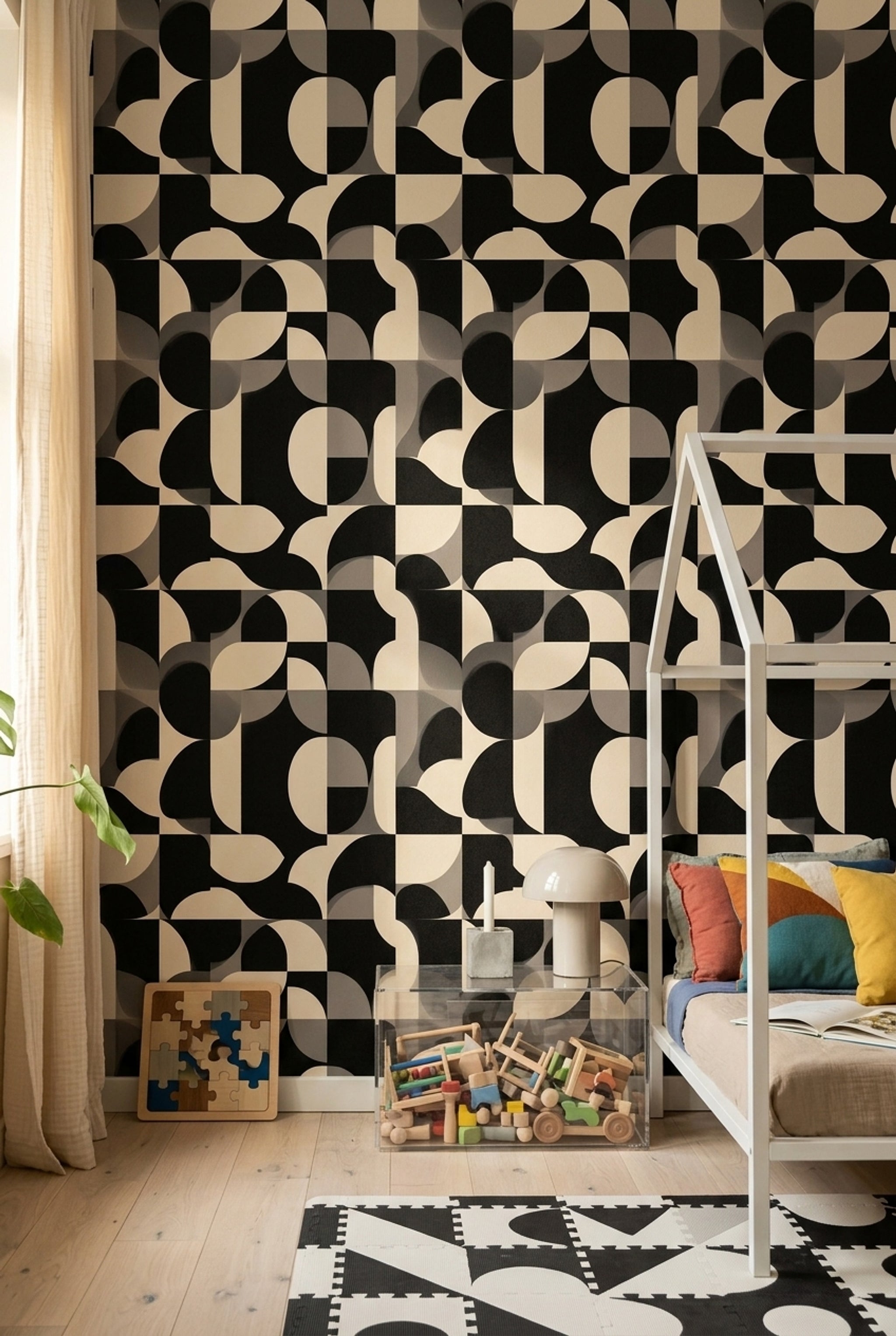 Mid Century Modern Wallpaper Geometric Abstract Decorative Mural