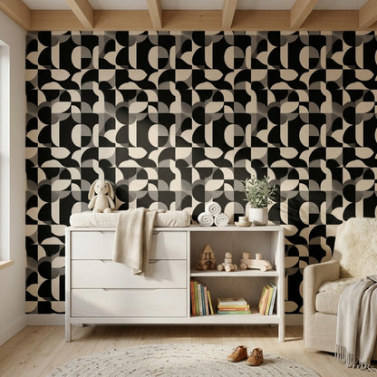 Mid Century Modern Wallpaper Geometric Abstract Decorative Mural