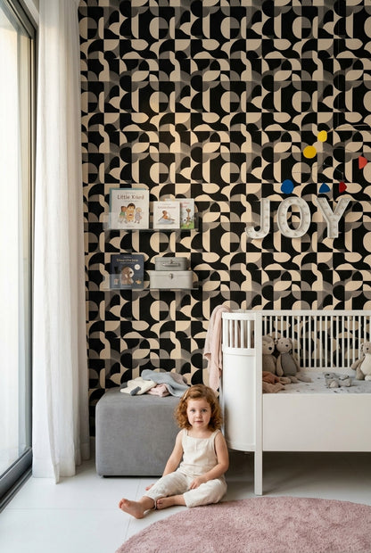Mid Century Modern Wallpaper Geometric Abstract Decorative Mural