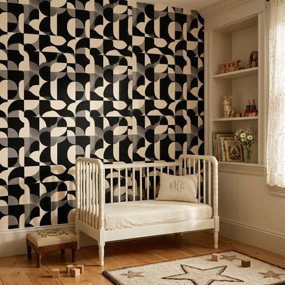 Mid Century Modern Wallpaper Geometric Abstract Decorative Mural