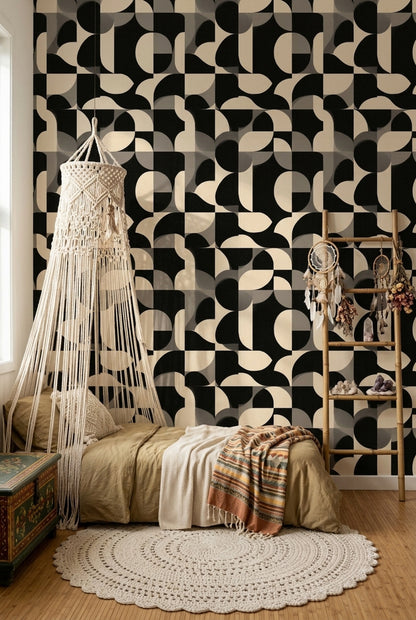 Mid Century Modern Wallpaper Geometric Abstract Decorative Mural