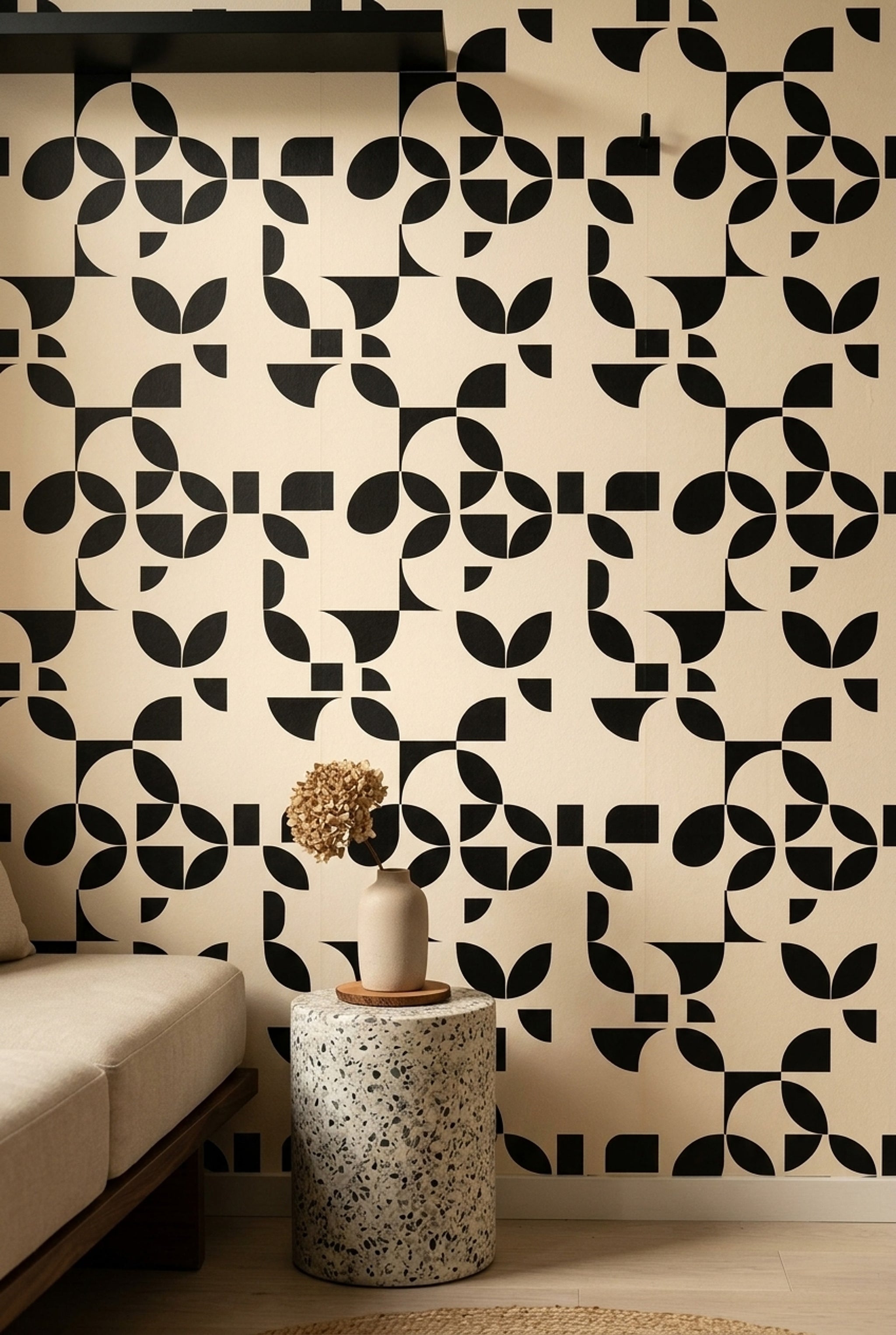 Mid Century Modern Wallpaper Geometric Removable Minimalist Wall Double Roll