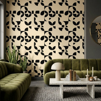 Mid Century Modern Wallpaper Geometric Removable Minimalist Wall Double Roll