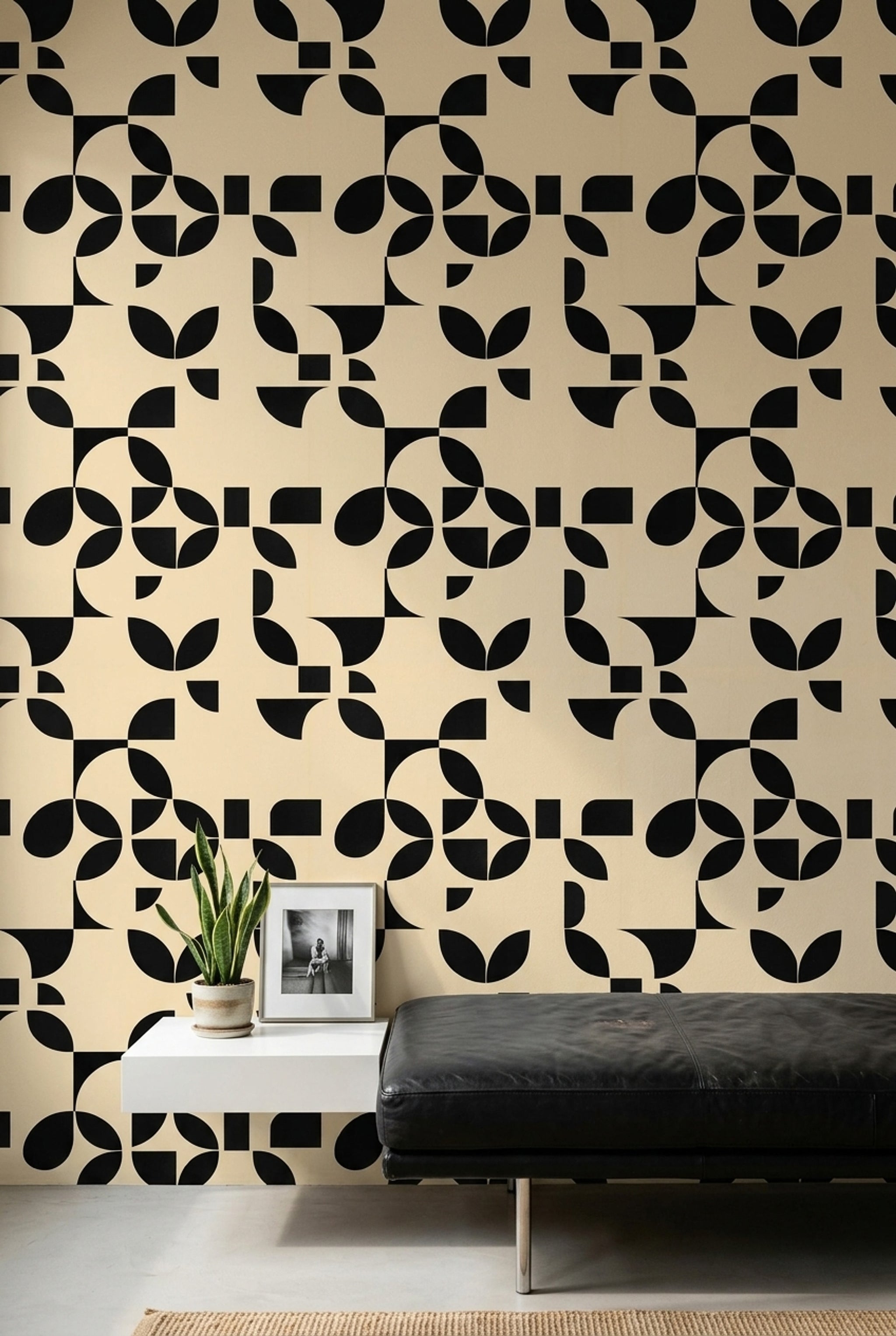 Mid Century Modern Wallpaper Geometric Removable Minimalist Wall Double Roll