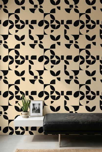 Mid Century Modern Wallpaper Geometric Removable Minimalist Wall Double Roll