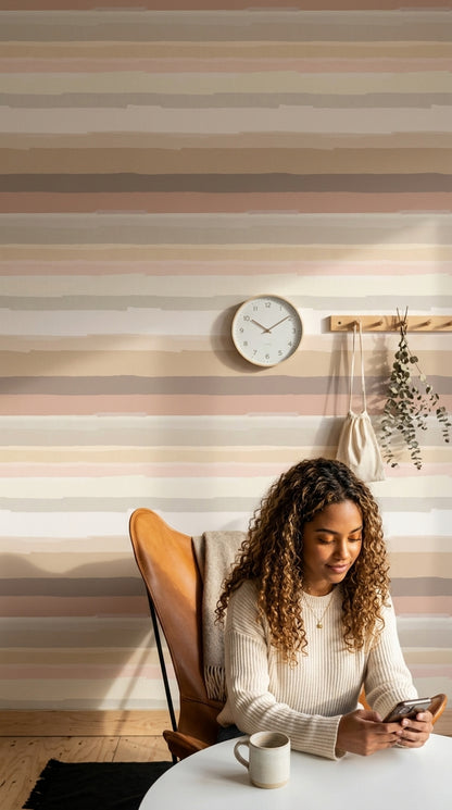 Abstract Stripes Wallpaper Watercolor Wash Modern Wallpaper Removable Wall Decor