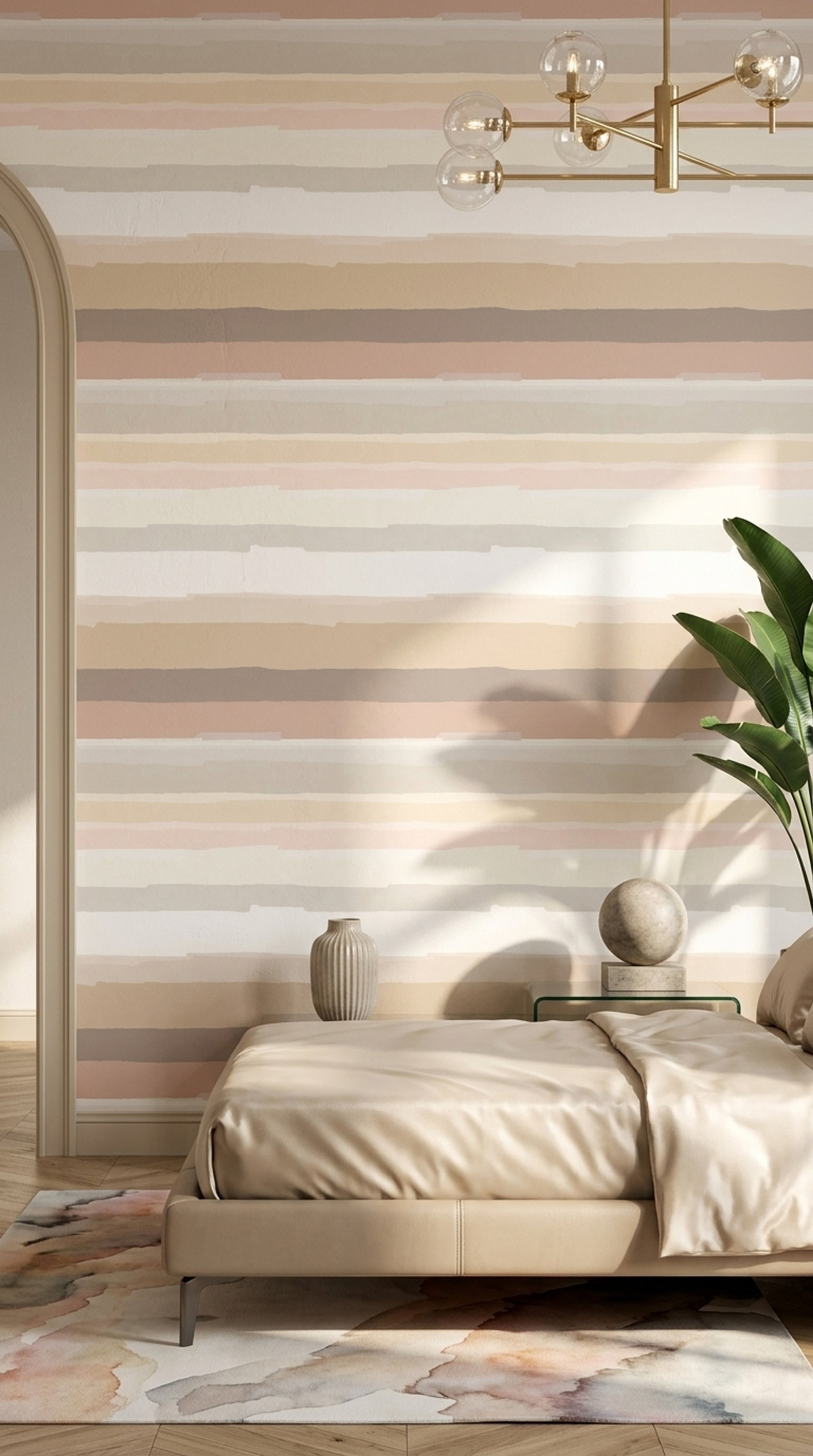 Abstract Stripes Wallpaper Watercolor Wash Modern Wallpaper Removable Wall Decor