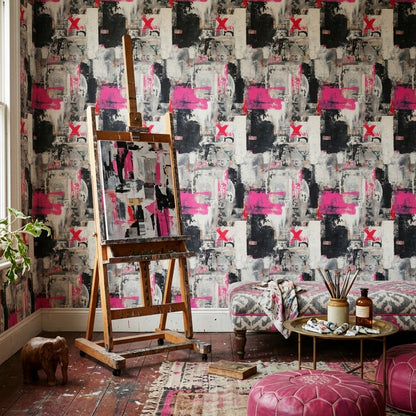 Urban Graffiti Wallpaper Mixed Media Collage Distressed Texture Removable Wall Decor