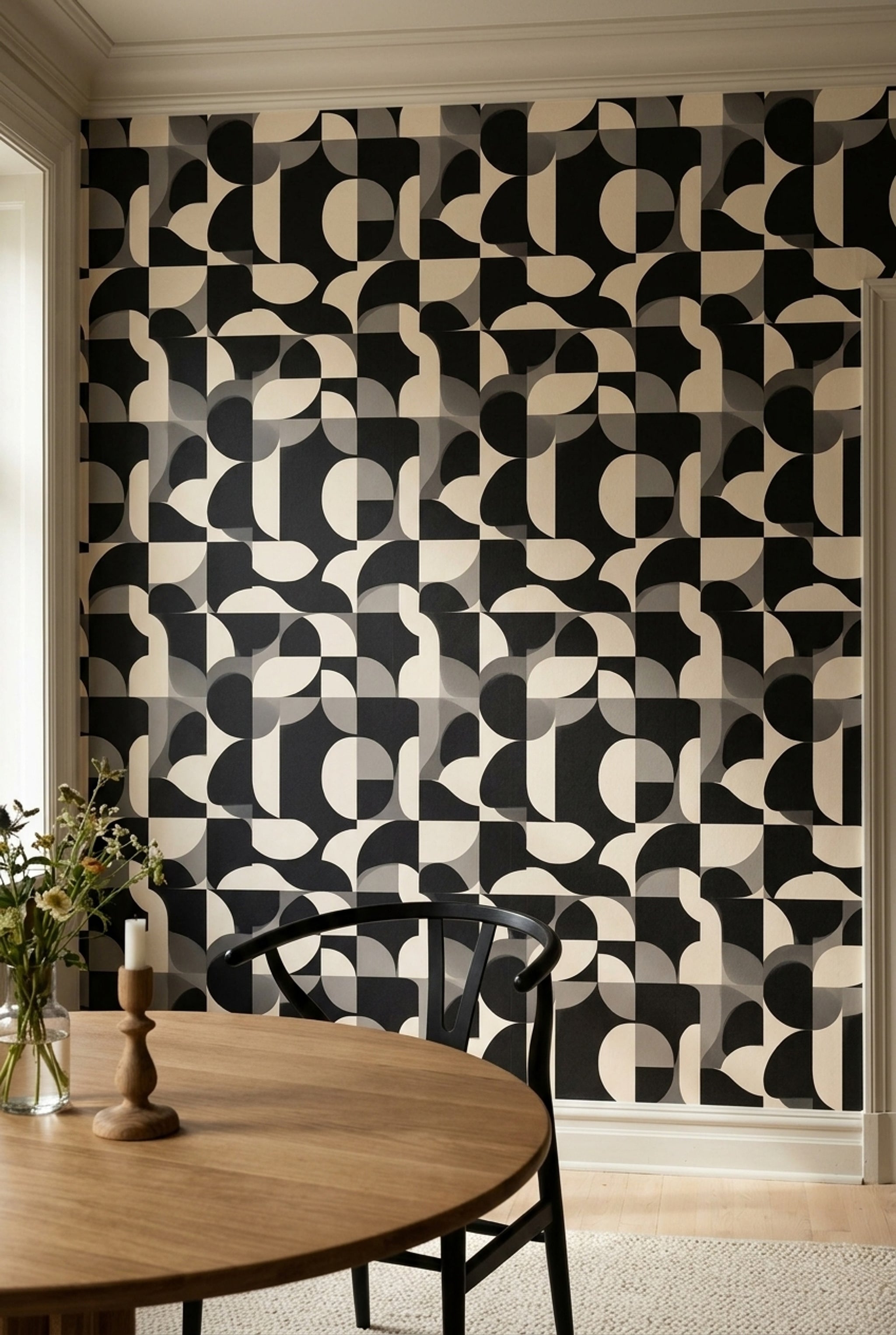 Mid Century Modern Wallpaper Geometric Abstract Decorative Mural