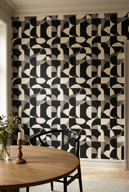 Mid Century Modern Wallpaper Geometric Abstract Decorative Mural