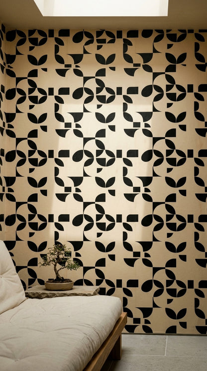 Mid Century Modern Wallpaper Geometric Removable Minimalist Wall Double Roll