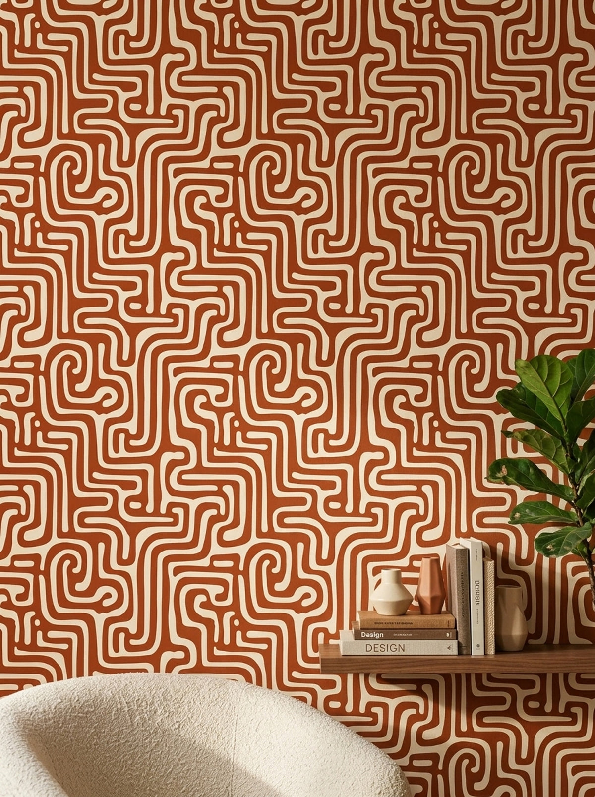 Mid Century Modern Wallpaper Retro Abstract Removable Wall Decor