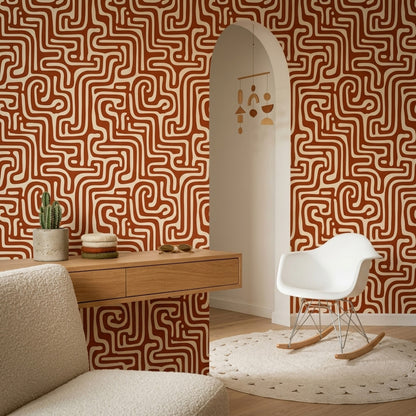 Mid Century Modern Wallpaper Retro Abstract Removable Wall Decor