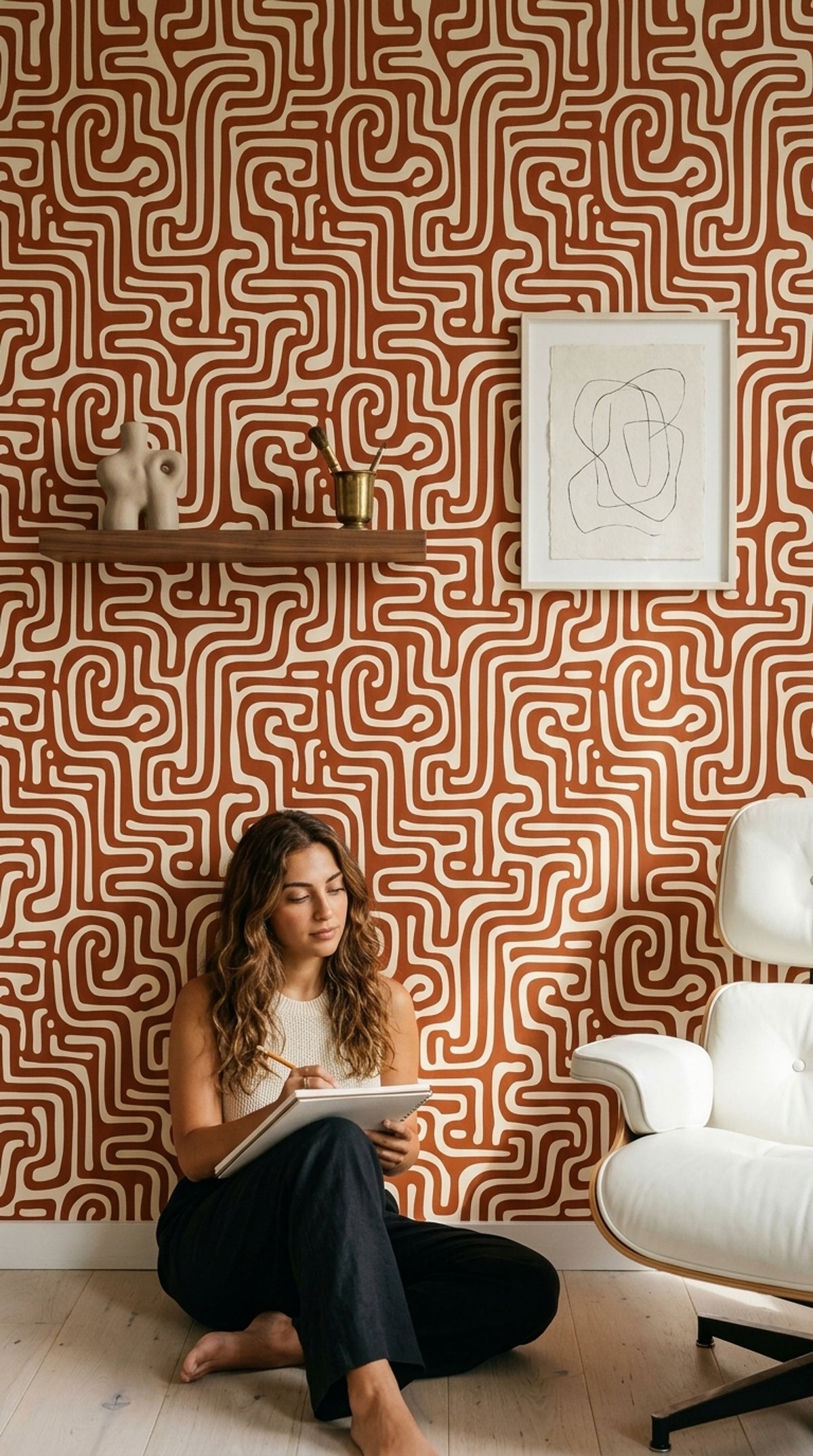 Mid Century Modern Wallpaper Retro Abstract Removable Wall Decor