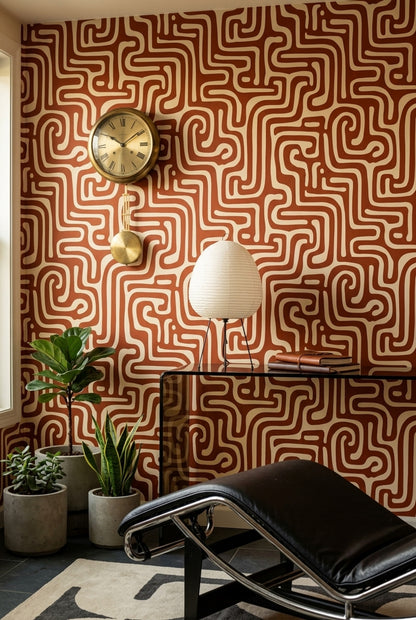 Mid Century Modern Wallpaper Retro Abstract Removable Wall Decor