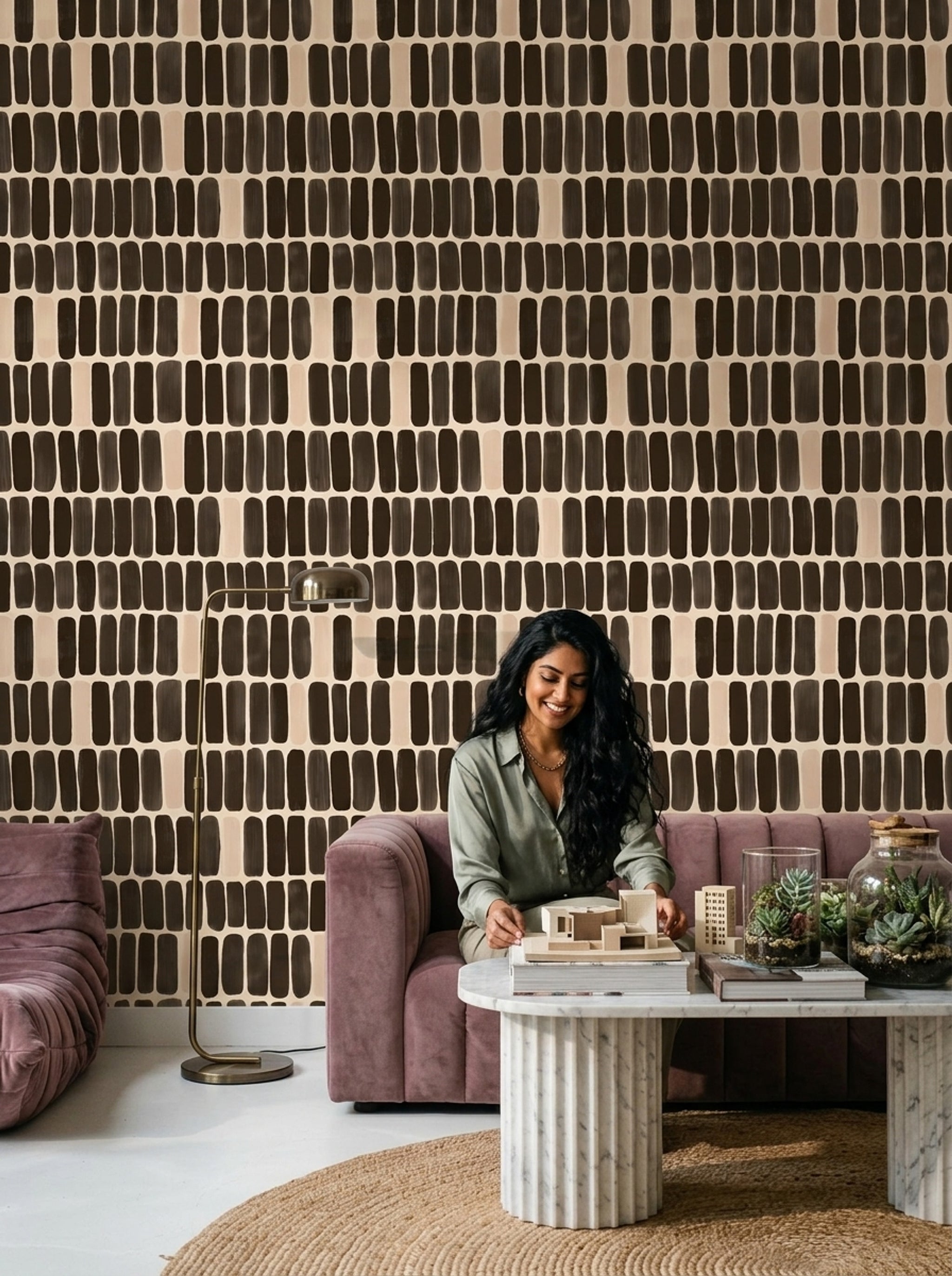 Hand Painted Brushstrokes Wallpaper Abstract Repeating Pattern Decorative Mural