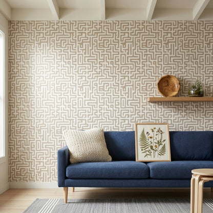 White Background Wallpaper Mid Century Modern Removable Wall Double Roll