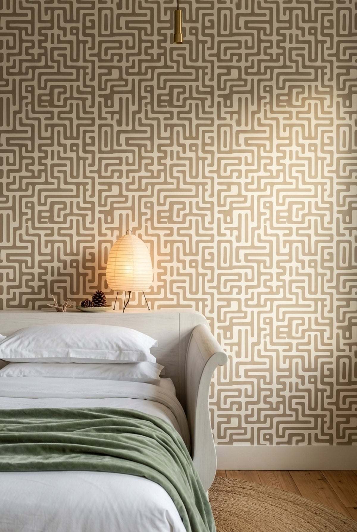 White Background Wallpaper Mid Century Modern Removable Wall Double Roll