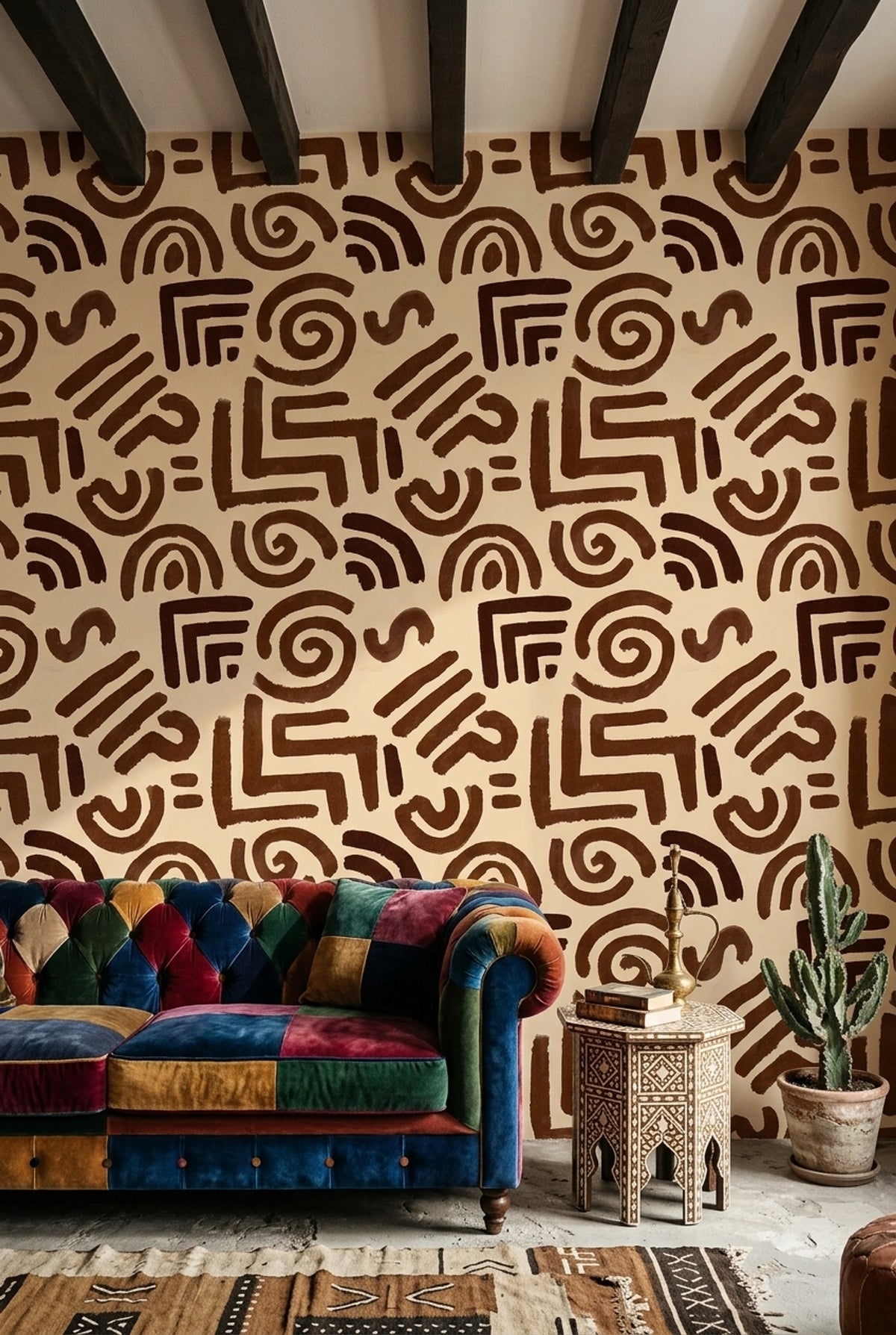 Abstract Wallpaper Geometric Boho Removable Wall Decor