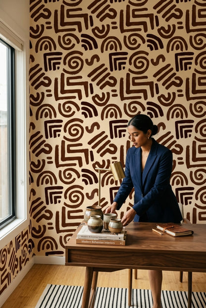 Abstract Wallpaper Geometric Boho Removable Wall Decor