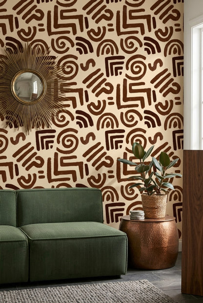 Abstract Wallpaper Geometric Boho Removable Wall Decor