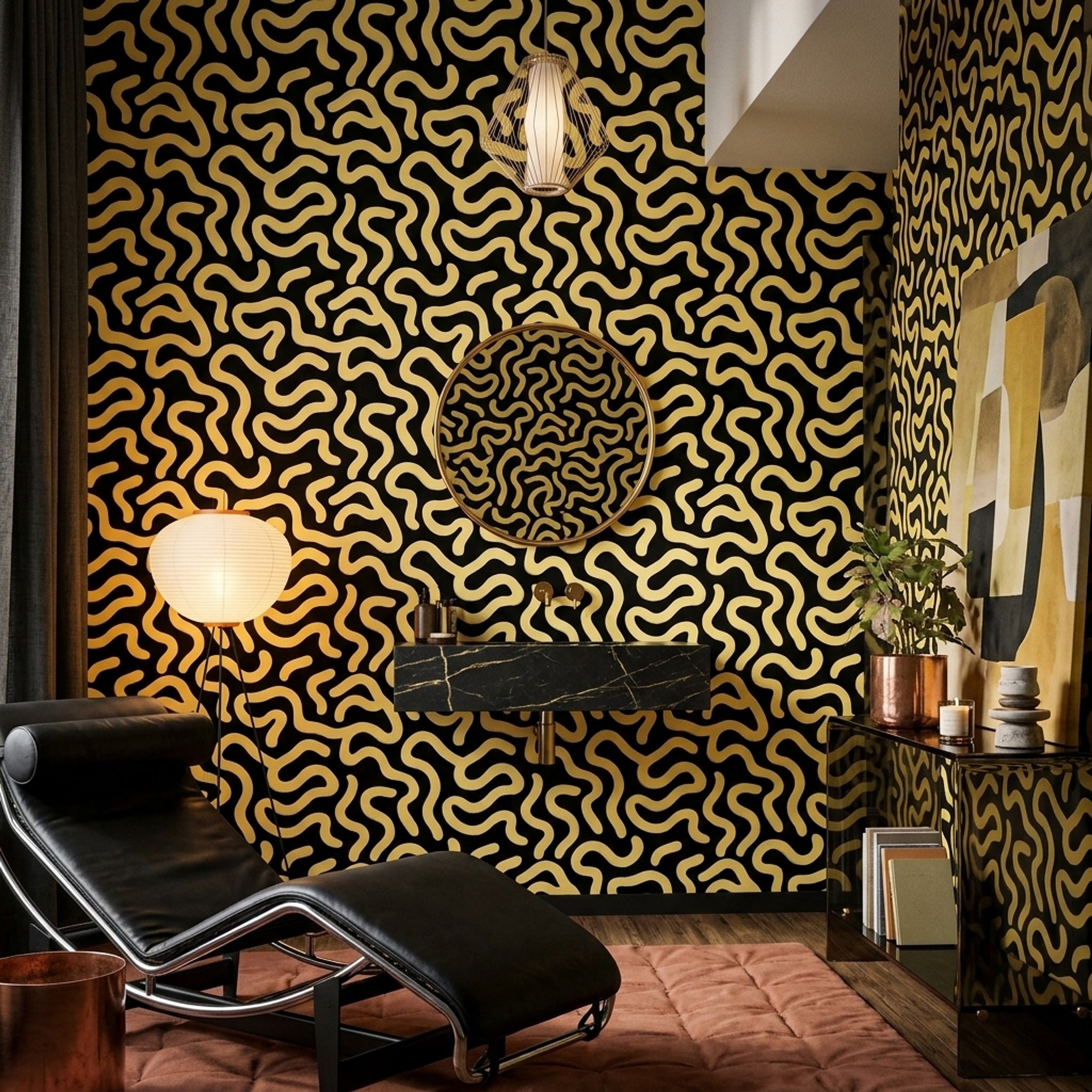 Solid Black Wallpaper Abstract Modern Removable Wall Decor