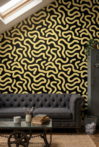 Solid Black Wallpaper Abstract Modern Removable Wall Decor