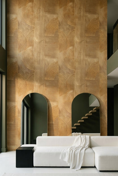 Abstract Geometric Wallpaper Textured Plaster Carved Lines Decorative Mural