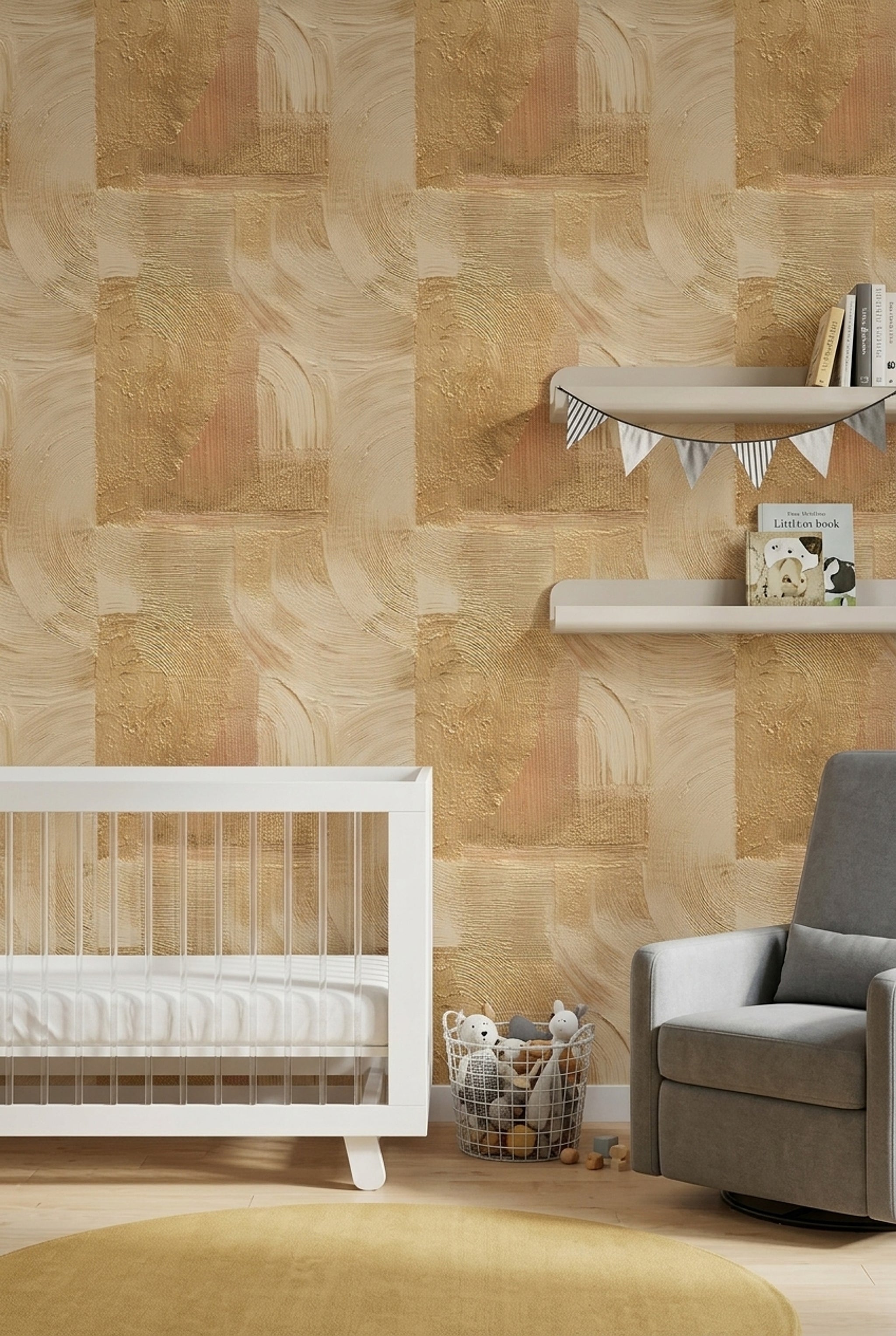 Impasto Wallpaper Textured Removable Geometric Blocks Wall Double Roll