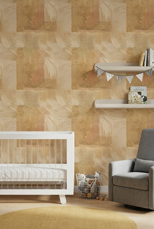Impasto Wallpaper Textured Removable Geometric Blocks Wall Double Roll