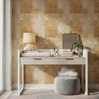 Impasto Wallpaper Textured Removable Geometric Blocks Wall Double Roll