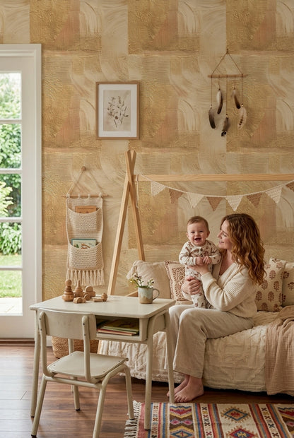 Impasto Wallpaper Textured Removable Geometric Blocks Wall Double Roll