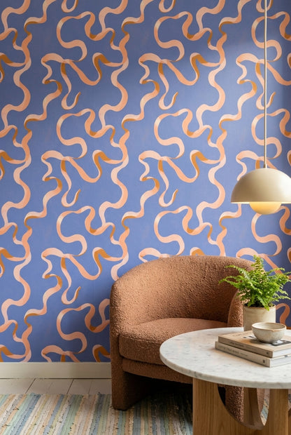 Abstract Wallpaper Wavy Ribbons Modern Minimalist Decorative Mural