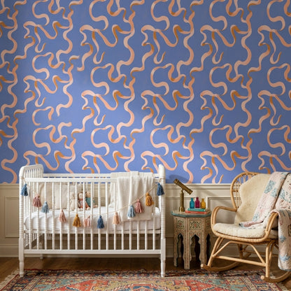 Abstract Wallpaper Wavy Ribbons Modern Minimalist Decorative Mural
