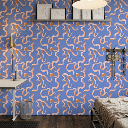 Abstract Wallpaper Wavy Ribbons Modern Minimalist Decorative Mural