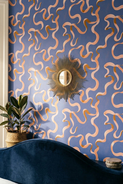 Abstract Wallpaper Wavy Ribbons Modern Minimalist Decorative Mural