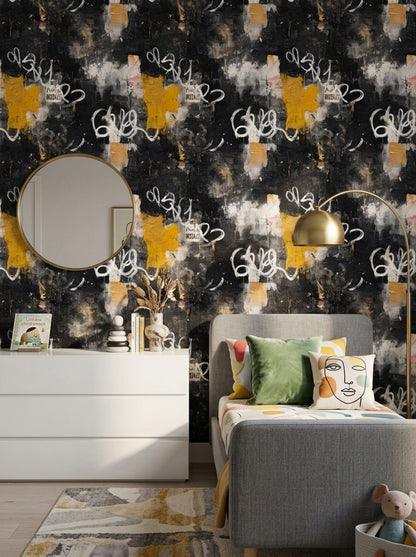 Graffiti Wallpaper Dark Removable Abstract Wall Double Roll