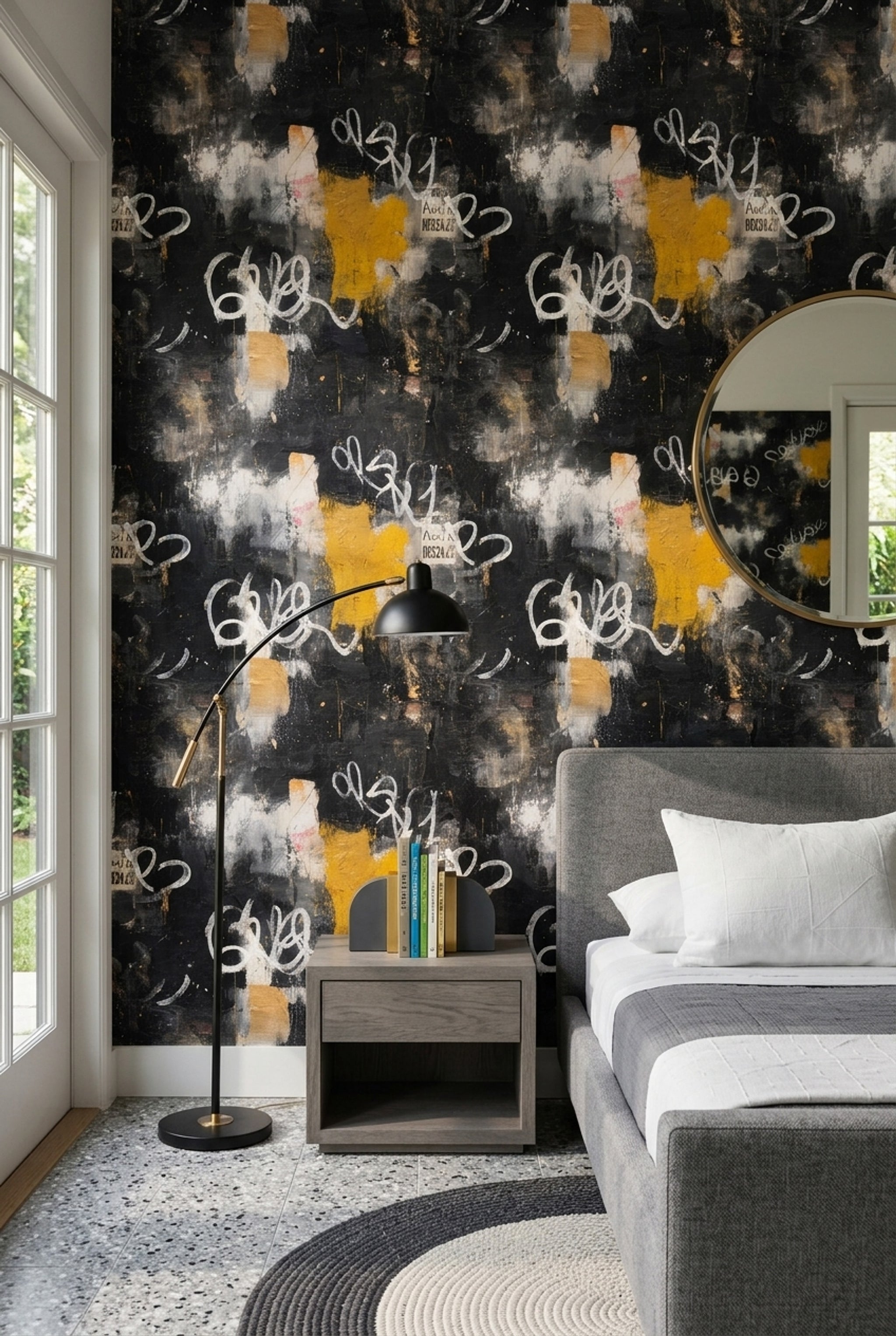 Graffiti Wallpaper Dark Removable Abstract Wall Double Roll