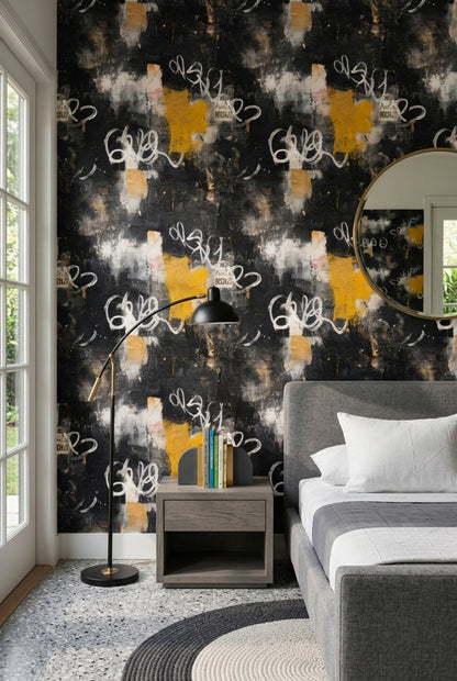 Graffiti Wallpaper Dark Removable Abstract Wall Double Roll