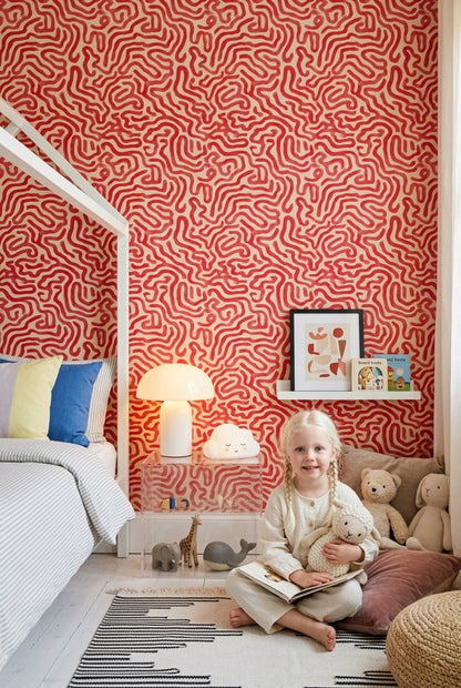 Abstract Pattern Wallpaper Organic Stripes Gestural Removable Wall Decor