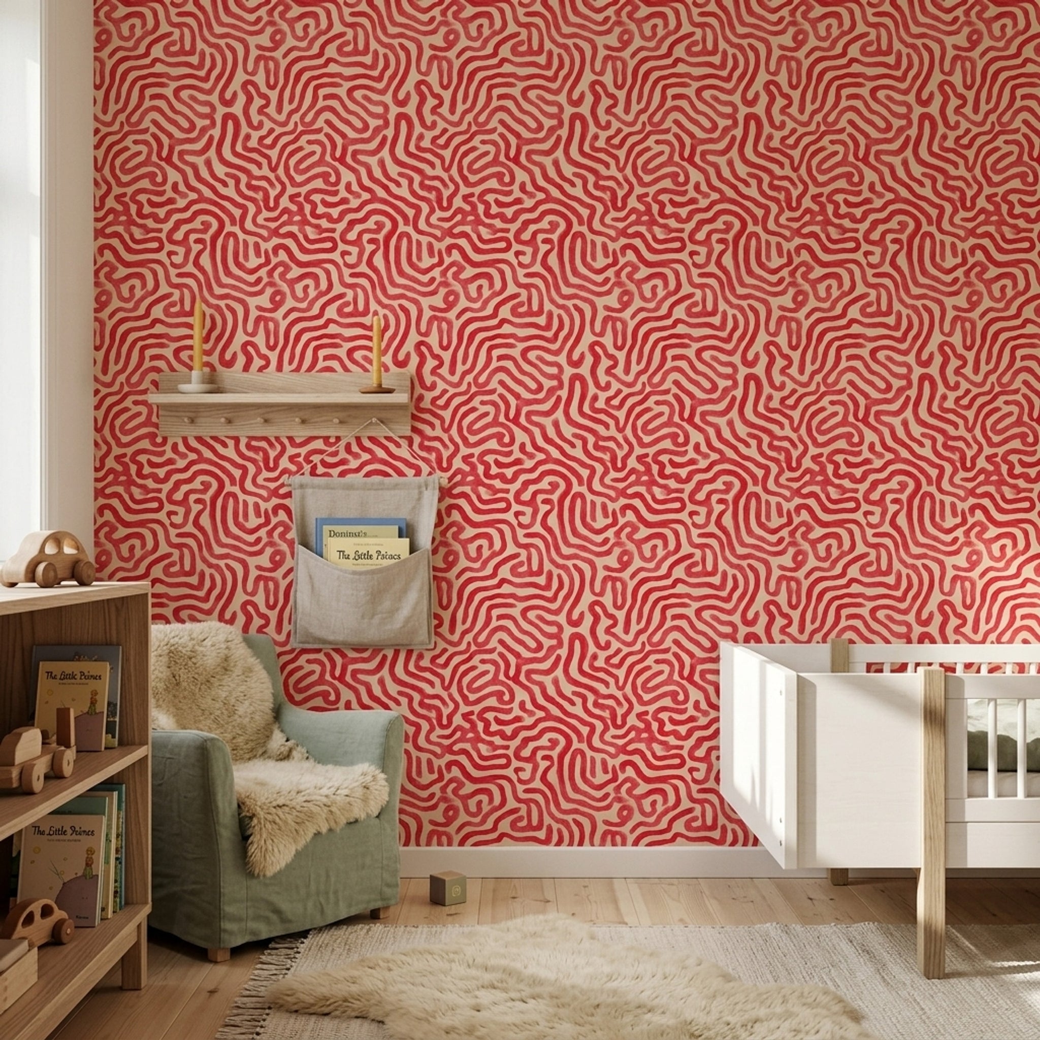 Abstract Pattern Wallpaper Organic Stripes Gestural Removable Wall Decor