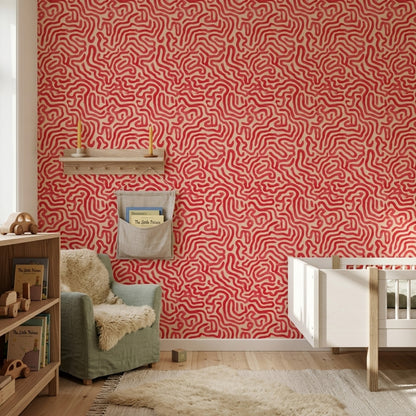 Abstract Pattern Wallpaper Organic Stripes Gestural Removable Wall Decor
