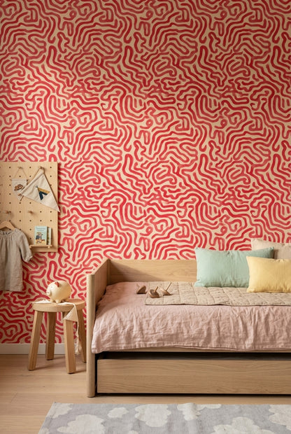 Abstract Pattern Wallpaper Organic Stripes Gestural Removable Wall Decor
