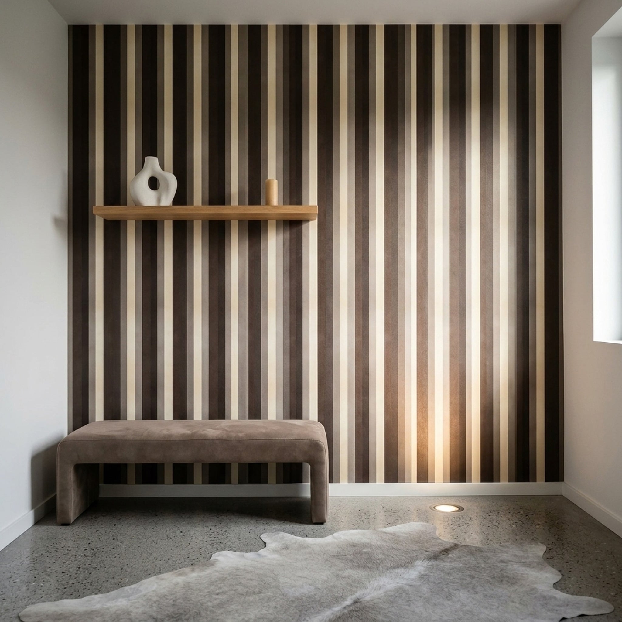 Vertical Stripes Wallpaper Dark Brown Minimalist Decorative Mural