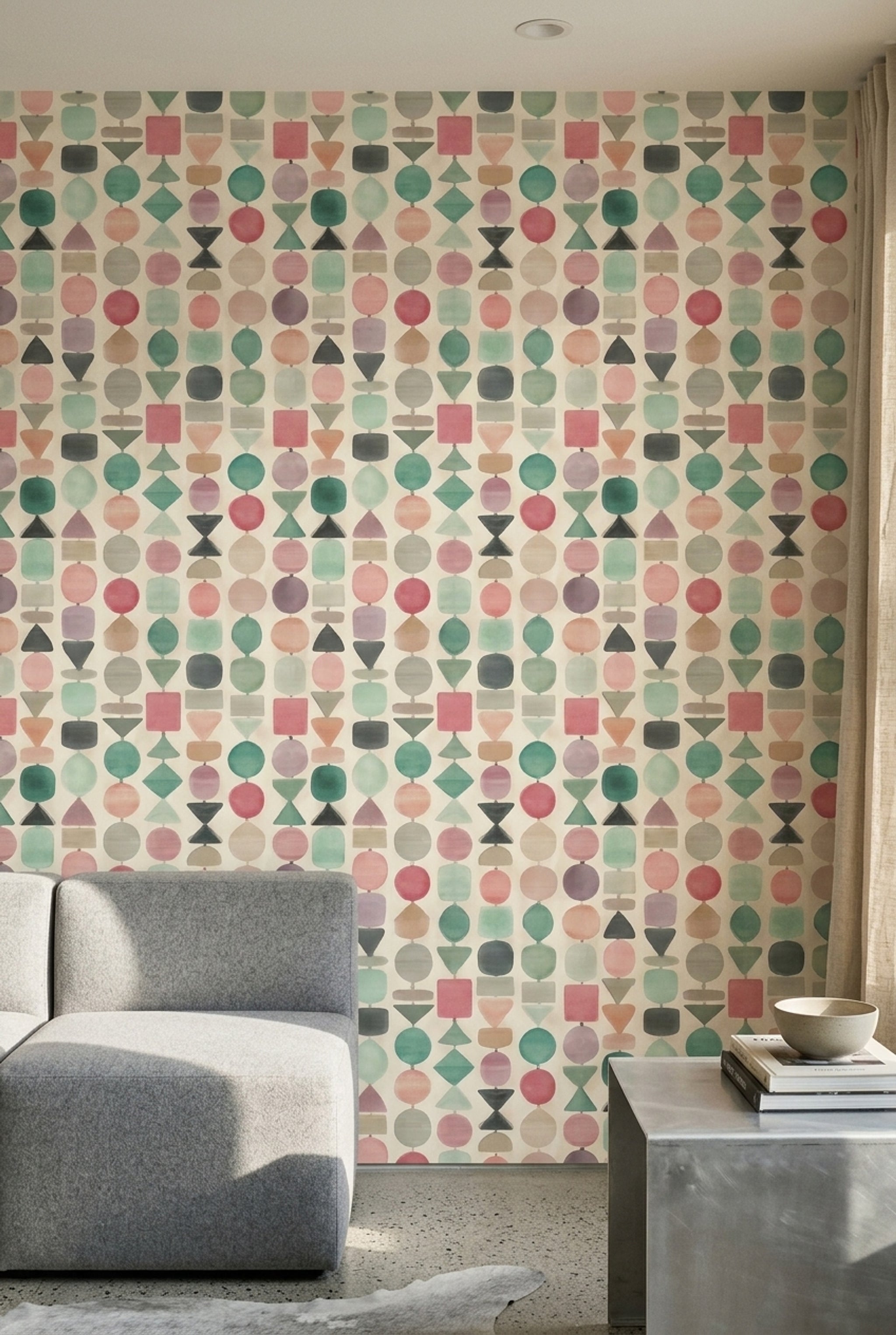 Mid Century Modern Wallpaper Totem Removable Mid Century Modern Wall Double Roll