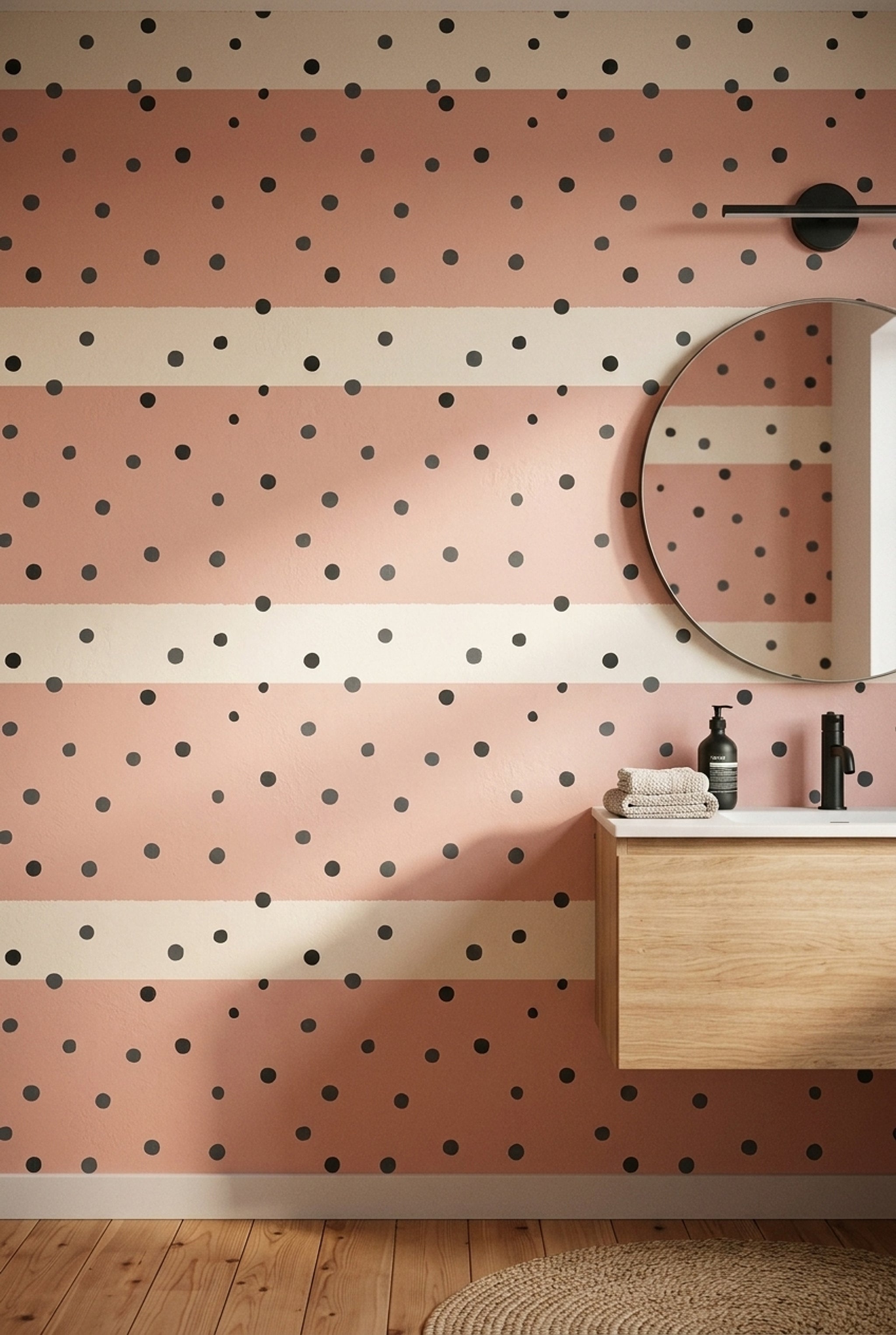 Polka Dots Wallpaper Blush Pink Minimalist Removable Wall Decor