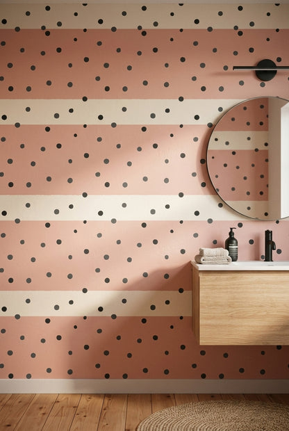 Polka Dots Wallpaper Blush Pink Minimalist Removable Wall Decor