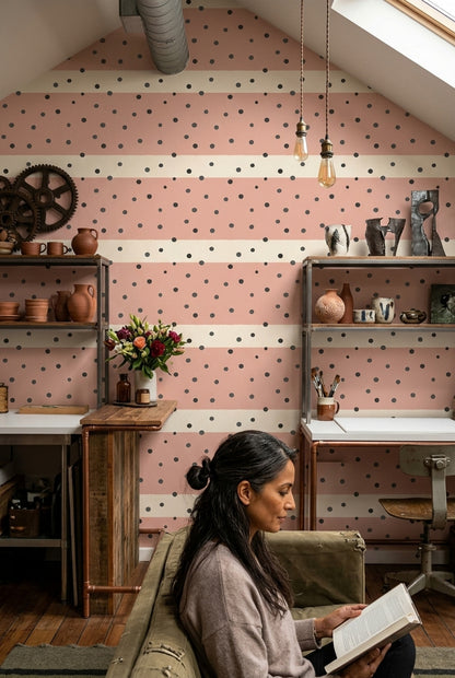 Polka Dots Wallpaper Blush Pink Minimalist Removable Wall Decor