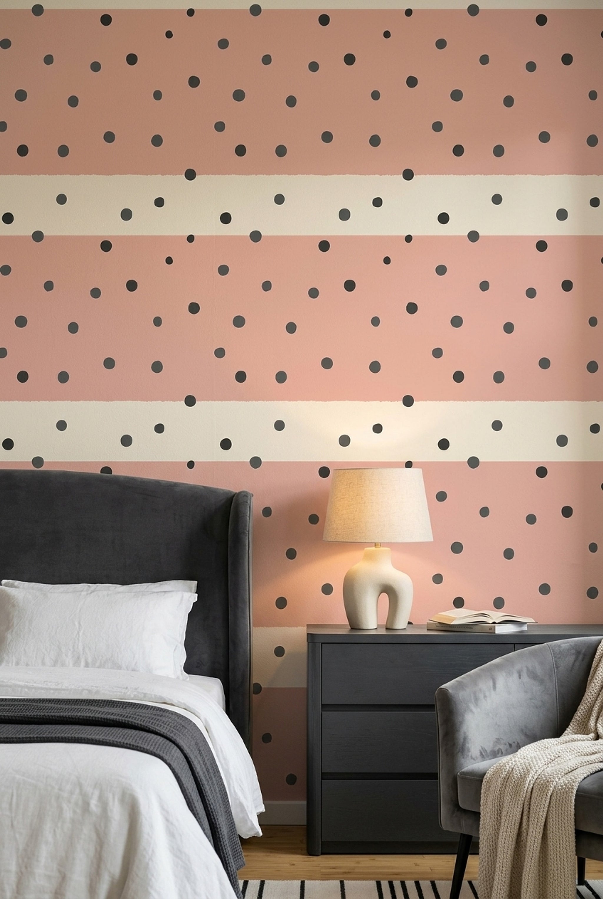 Polka Dots Wallpaper Blush Pink Minimalist Removable Wall Decor
