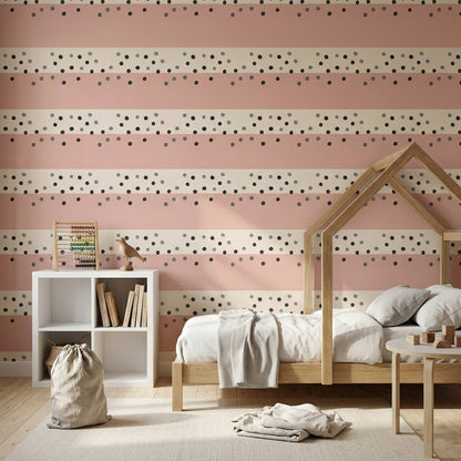 Abstract Wallpaper Polka Dots Blush Pink Decorative Mural
